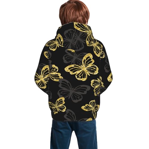 Golden Glitter Butterflies Kid Hoodies Boys Sweatshirts Girls Pullover with Pocket4
