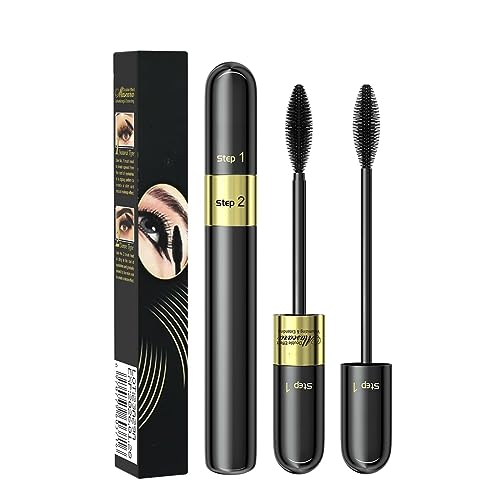 Liquid Lash Extensions Black Mascara Volume and length 5x Longer 4D Silk Fiber Lash Waterproof Makeup, For Long-Lasting, Clump-Free Volume Length