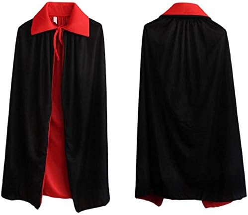 YJZQ Halloween Vampire Cloak for Adults Full Length Hooded Cape Black Red Hooded Reversible Cape Knight Witches Wizards Vampires Royalty Queen Prince Magician Princess Cosplay Fancy Dress Costume - Image 3