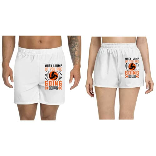 Unisex Regular fit 'Volleyball | When I Jump up You are Going Down' Polyester Shorts [Size S/28In to XL/40In]