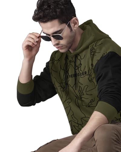 Image of EYEBOGLER Men's Printed Cotton Blend Hooded Neck Full Sleeves Sweatshirt
