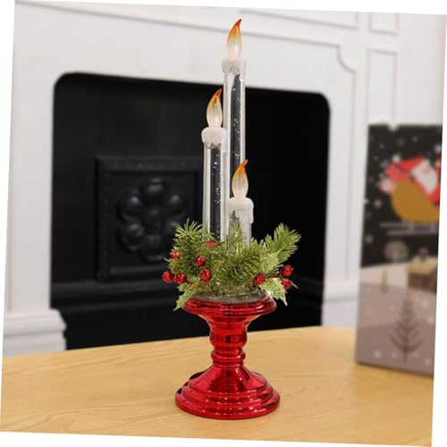 Velas navideñas rojas sin llama con candelabro LED electrónico para decoración del hogar 7