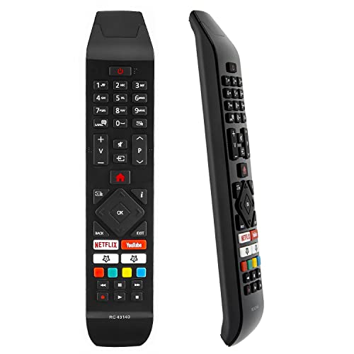 Telecomando RC43140 Sostituisci adatto per Hitachi LED TV 32HE4000 32HE4500K 43HE4000 55HL8000K 49HK6000 49HE4000 55HL8000 32HE2000 24HE2000 43F501HK6000 43HK6500 49HL7000 con pulsanti YouTube Netflix