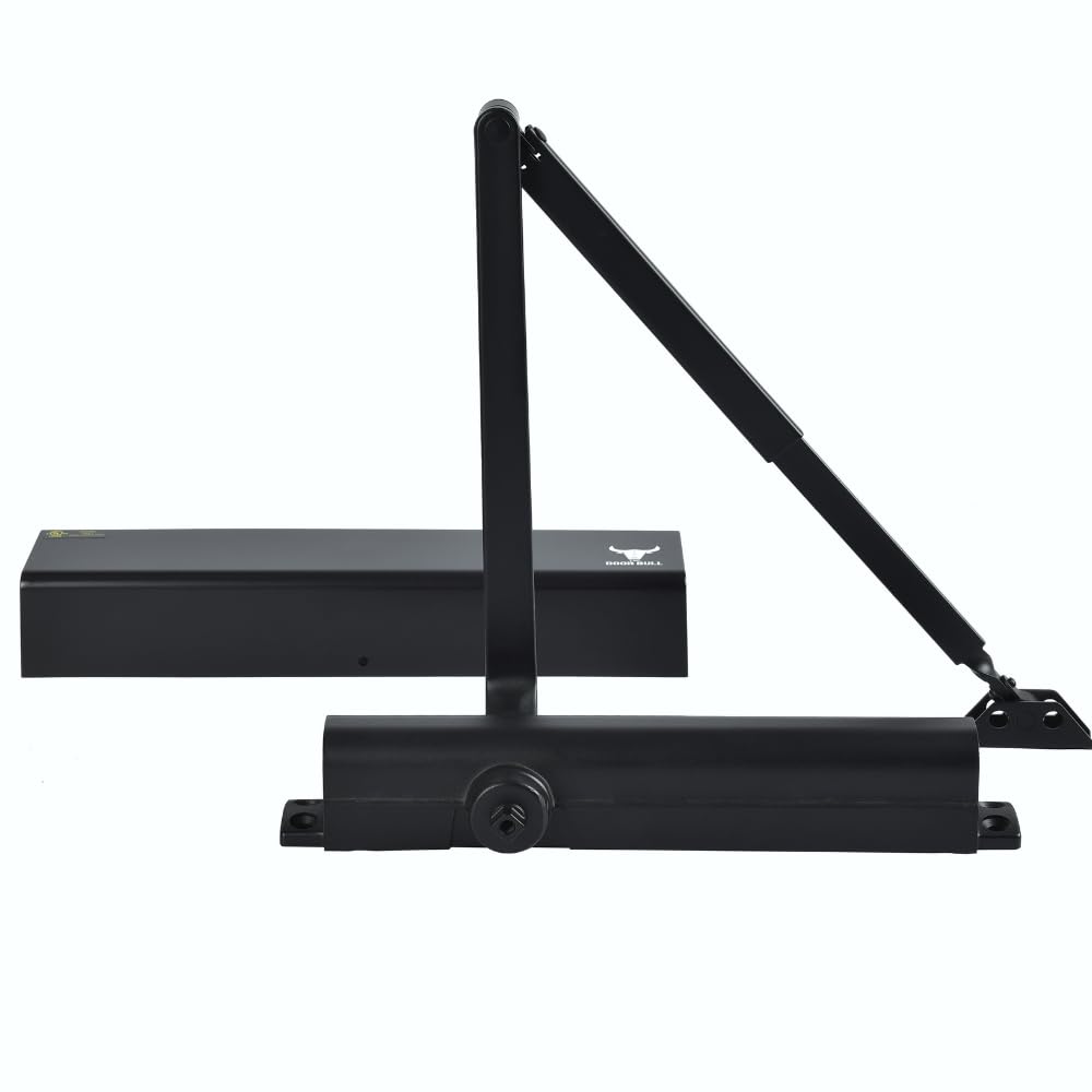 Ferme-porte automatique D8000 | ANSI/BHMA A156.4 Grade 1 | Certifié UL | Ferme-porte hydraulique réglable de taille 1 à 6 (série 8000, noir mat)