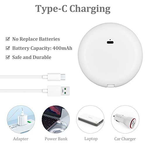 Compact Rechargeable Travel Mirror with LED Light, 1X/10X Magnification - White