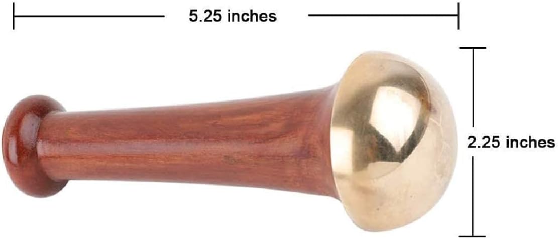 WITSOUL Bronze Kansa Natural Vatki Cup with Kansa Wand face/Body & Foot Massager (Small) 4.5 Cm Bronze Foot Massager with Wooden Handle for Detoxification and Deep Relaxation (Combo Set 1 Natural) - Image 3