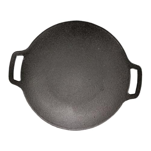 Abaodam Iron Outdoor Barbeque Grill Pan Cast Iron Camping Frying Pan for Bbq Meat for Outdoor Cooking Korean Bbq and Family Gatherings Durable Easy to Clean for Gas