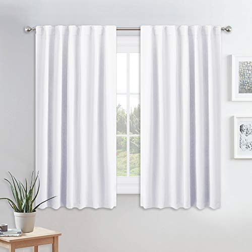 PONY DANCE White Window Curtains - Short Drapes Light Block Drapes with Back