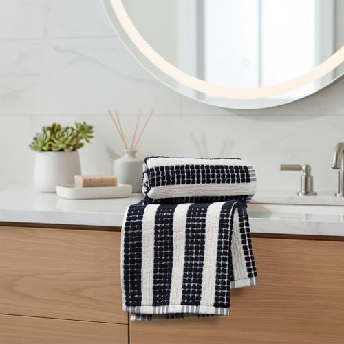 Image of MYTRIDENT Symphony of Threads Hand Towels, 40 cm x 60 cm, 2 Pc, 100% Cotton, 625 GSM, Super Soft, Absorbent, Quorra