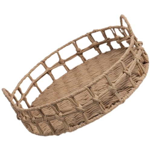 DOITOOL Panier de Rangement Tressé la Main Grand Format, Panier Décoratif en Corde de Papier, Organisateur Multifonction pour Fruits, et En-cas, Support Pratique Cuisine et Bureau,