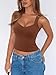 REORIA Tank Tops for Women V Neck Sleeveless Basic Double Lined T Shirts Sexy Y2K Going Out Fitted Top for 2025 Summer Casual Clothes Coffee Small