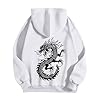 RUMAOZIA Winter Pullover Men's Warm Oversize Dragon Print Pullover Sweatshirt with Hood Back Print Long Sleeve Hoodie with Drawstring Pocket Men Winter Casual Hoodie Hoodies, White, S #4