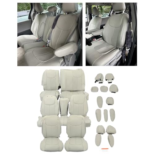 Kojem Gray Seat Cover Compatible with 2015-2018 Toyota Sienna (8 Passenger Sienna Only) 3 Rows 8 Seaters Full Artificial Leather Sets
