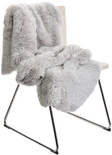 Brandsseller Lammfellimitat-Teppich 60x180 cm XXL – Flauschiger Hochflor Teppich aus Kunstfaser – Weiche, warme Deko-Auflage für Boden, Sofa, Sessel & Bett – Waschbar – Für Indoor & Outdoor – Grau
