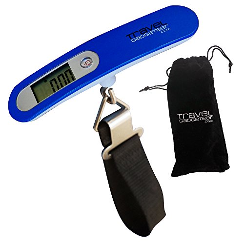 Báscula Digital portátil para Equipaje + Bolsa DE PROTECCIÓN Gratuita - 8 Colores | hasta 110 lbs/50kg (Sky Blue White Back)