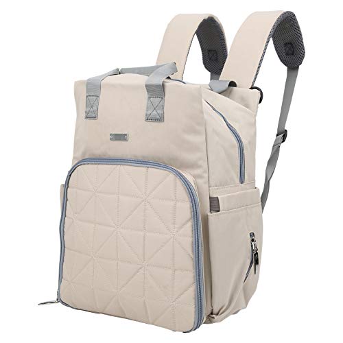 Lantro JS Mochila Impermeable, Mochila de Alta Resistencia, Establo de Nailon multifunción Lavable Beige para Compras Viajes Comedor Hogar(Beige)