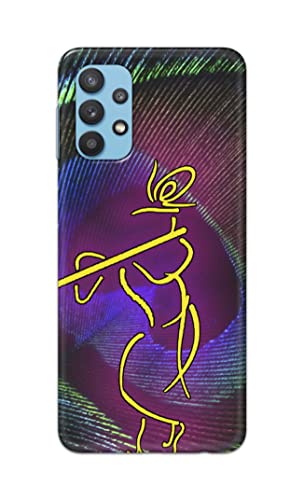 Image of PRINTFIDAA Lord Krishna On Peacock Feather Hard Back Cover for Samsung Galaxy A32 Back Cover -(P6) KAT1007