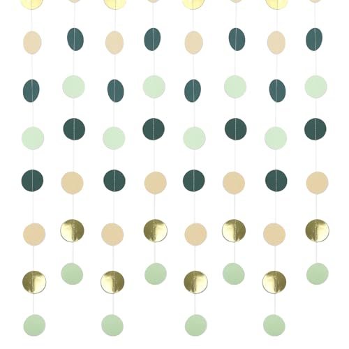 4 Stück Waldgrüne Papier Girlande,52 Ft Girlanden,papiergirlande,Deko Girlande Papier,GrüneGirlande Party,16m Hängende Grün Paper Circle Dots Garland für Geburtstagsparty,Jubiläumsfeier,Hochzeiten