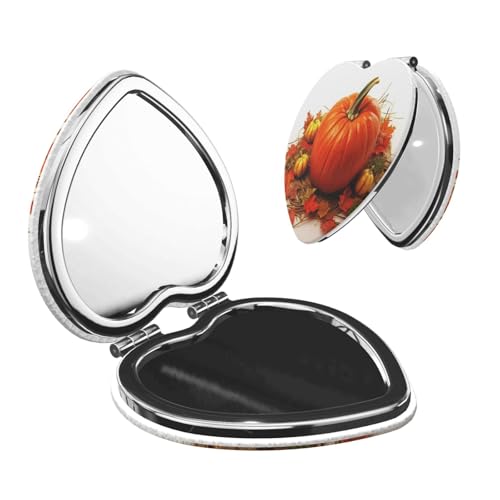 FHEDVBN Compact Mirror for Purse, 1X/2X Magnifying Mirror for Women Men Fall Pumpkin Makeup Mirror 2-Sided Handheld Folding Mirror Portable Travel Mirror Mini Vanity Mirror