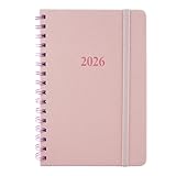 2026 A5 Wochenplaner (Woche pro Sicht)– Schwarz, Spiralbindung, PU-Umschlag, Elastikband, 1 Woche auf 2 Seiten, ganzjährig abgedeckt, vielseitiger Terminplaner (Pink)