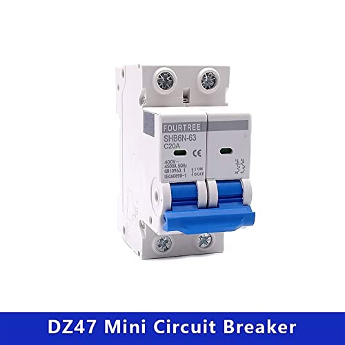 Disjoncteur miniature 2 broches 400V Type C 6A pour tableau électrique sur rail DIN 36mm - 2
