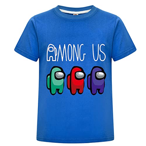 Temolie T-Shirt Amusant pour Enfants avec Personnage de Jeu « Among us Gaming Impostor » pour garçons et Filles (9-10 Ans, Bleu) Cover