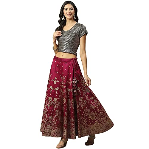 Image of BIBA Women's Poly Cotton Maxi Skirt