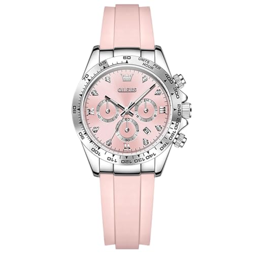 Image of OLEVS Women Dress Watch, Two Tone Diamond Quartz Wrist Watch, Stainless Steel Waterproof Luminous Day Date Ladies Chronograph Gift Watch