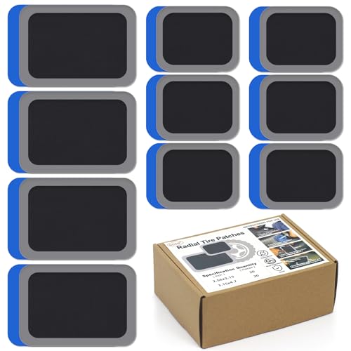 Image of 40Pcs Radial Tire Patches Square Rubber Tire Patches Tire Repair Tools Puncture Repair Patches Tire Patches Kit for Car Bike Truck Motorcycle Vehicle (2.56 x 3.15 Inch, 3.15 x 4.7 Inches)