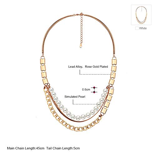 Multi -Layer -Simulierte Perle Roségold Farblegierung Kettenketten für Frauen Schmuck