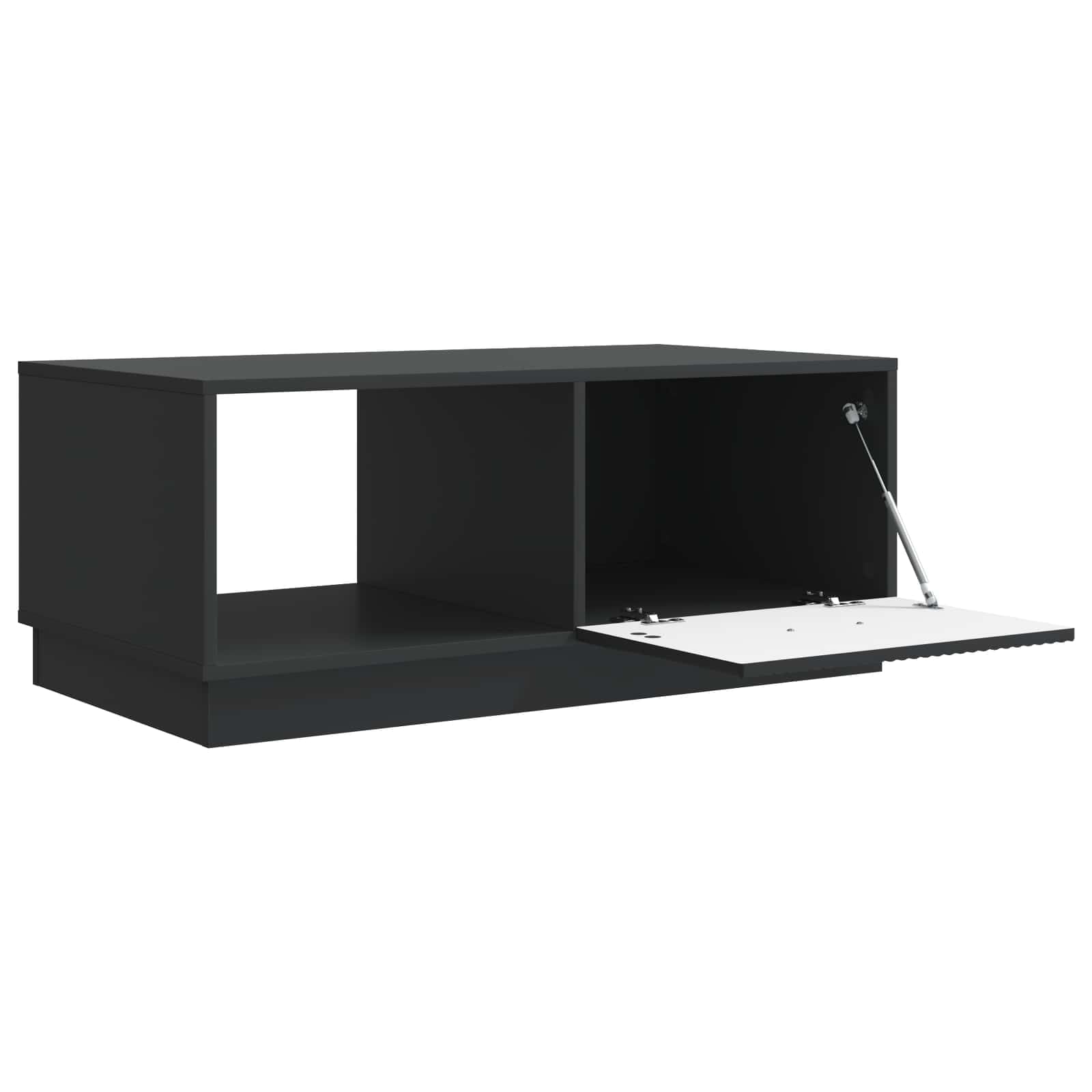 Tavolino da salotto nero, 90 x 50 x 37 cm, in legno con vano portaoggetti | Elegante tavolino da salotto con 2 ante oscillanti e ampio spazio per il vostro soggiorno o ufficio.