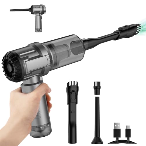 Auloea Handheld Mini Car Vacuum Cleaner, 9000Pa Vacuum Cleaner and Air Duster, 120W High Power Hand Held Vacuum with LED Light and Multi-Nozzles for Car, Home, Office, Pet /V01pro Gray