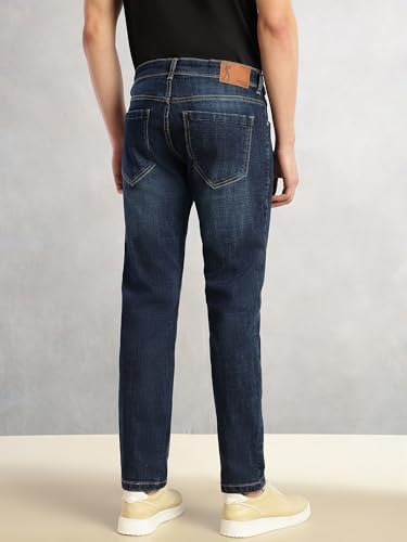 Image of Thomas Scott Men's Slim Fit Stretchable Jeans | Mid-Rise Faded Denim | 5-Pocket Cricket Club Collection