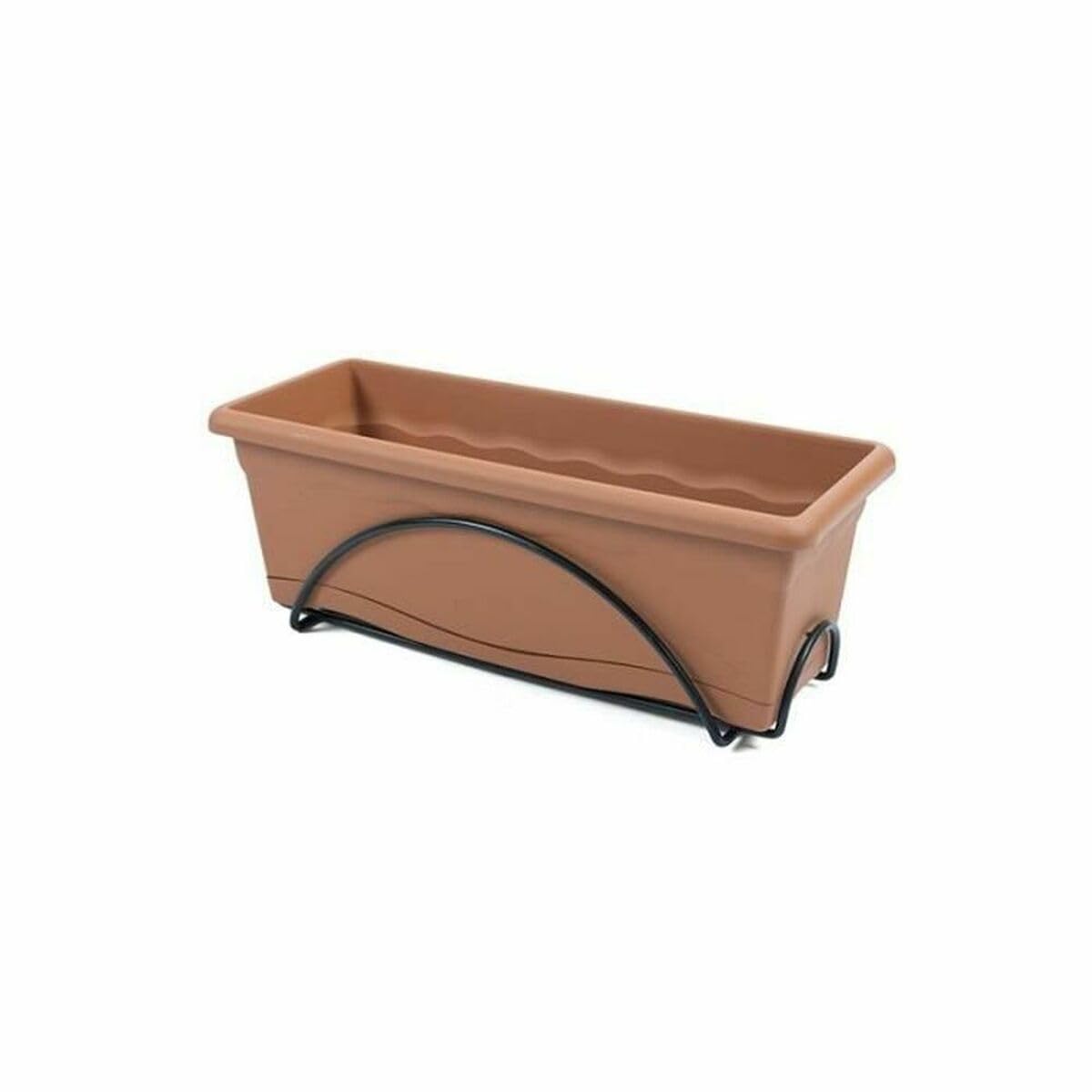 PLASTIKEN Terra Balconera Plato Integrado+​Soporte, Terracota, 50x24x18 cm