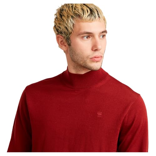 G-Star Herren Premium Core Mock Neck Knitted Pullover, Rot (Dry red D25175-D847-5298), L – Ansicht 3
