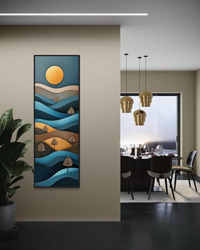 Tableau vertical soleil doré de qualité supérieure avec cadre intérieur