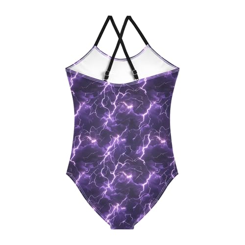 Girl's Swimsuit 1 Piecing Bathing Suit for Girls Swim Suits for Girls Beach Swimwear Lightening Purple Nature2