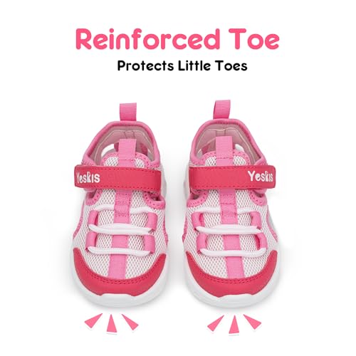 Image of YESKIS Toddler Boys Girls Sport Sandals Outdoor Athletic Hiking Running Tennis Barefoot Shoes Lightweight Closed Toe Adjustable Strap for Toddler and Little Kids