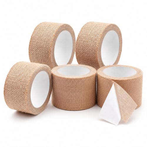 Pandahall 10.93 Yards Burlap Ribbon with Adhesive Tape on One Side 1-7/8 Inch Jute Ribbon Hessian Ribbon Rolls for Gift Wrapping Party Decoration