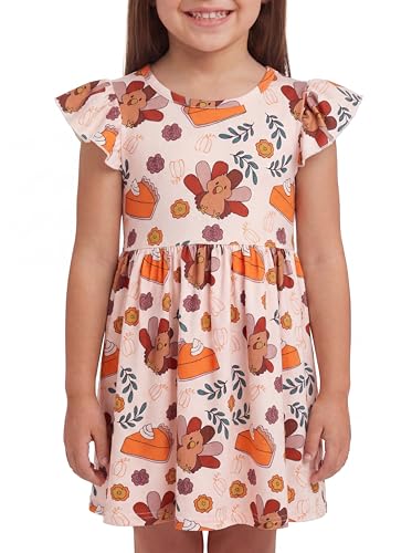 Image of Unique Baby Girls' Short Sleeve Everyday Printed Dresses for Kid and Toddler, Sizes 2T-12Y