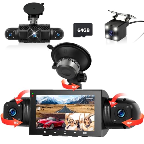 360° Dash Cam Front and Rear Inside,4 Channel 3