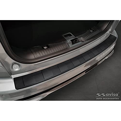 Avisa Matt Black Stainless Steel Rear bumper protector compatible with Ford Kuga III ST-Line/Vignale/Hybrid ST-Line 2019-2024 & FL 2024- 'Ribs'