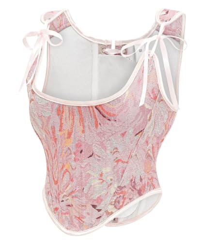 Image of CONCINEROS Women's Summer Vintage Floral Renaissance Corset Top for Women Y2k Tops Sleeveless Drawstring Crop Top