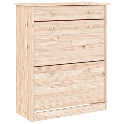 vidaXL Mueble Zapatero de Madera Maciza de Pino 77x35x96 cm, Organizador de Zapatos, Armario Zapatero