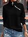 Cuptacc Pullover für Damen Half Zip Langarm Oberteile Herbst Modische Schwarz Sweatshirt Damen Ohne Kapuze Schwarz, XL 46-48