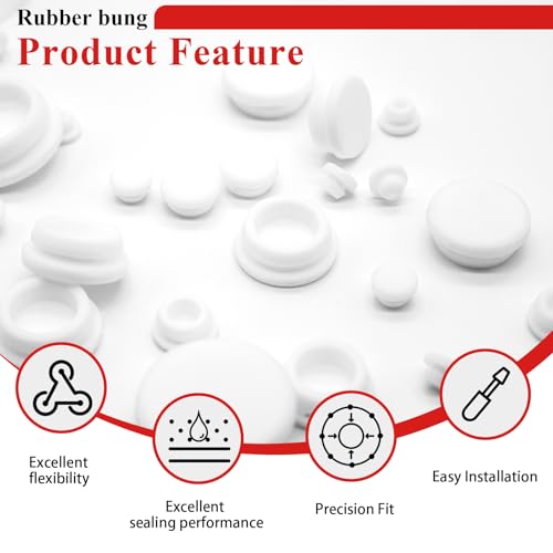 Image of Tnisesm 80PCS Silicone Plug Rubber Plugs for Holes Assorted Sizes 1 /5 inch 1 /4 inch 3 /8 inch 1 /2 inch 5 /8 inch 3 /4 inch 1 inch Hole Plug White