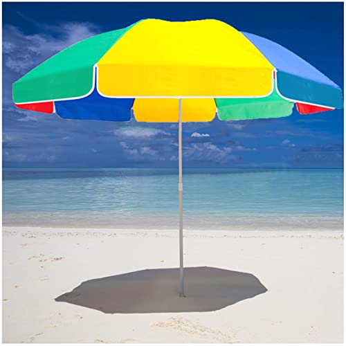 Sombrilla de playa redonda impermeable de 7 pies con 8 varillas y bolsa de transporte