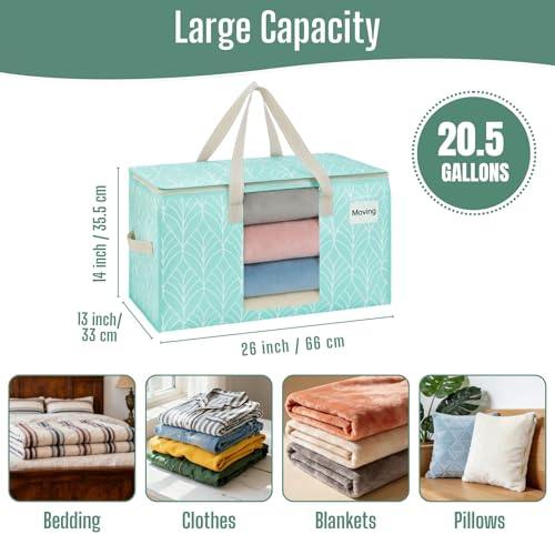 VENO 76 L Sacs de Déménagement Grand, Sac Rangement Vetements avec Couvercles et Poignées Renforcées pour le Vêtement, Couettes, Alternatives aux Cartons de Déménagement (Conifères, Lot de 8) – vue 3