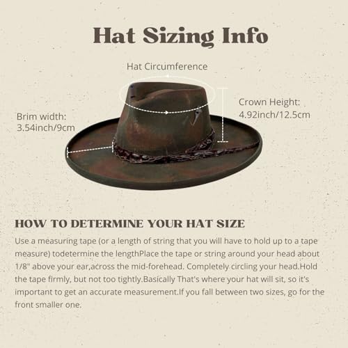 Image of RUEDIGER Vintage Pencil Brim Fedora Hats 100% Wool Felt Hat Panama Rancher Hat with Lightning Logo Handmade Distressed /Burned