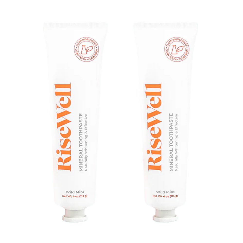 Risewell - Pasta dental remineralizante natural con hidroxiapatita, paquete doble, sin fluoruro, parabenos ni SLS